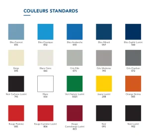 Couleurs standard produits Rousseau métal Pedlex produits de rangement étagères cabinets postes de travail Montréal Québec bleu everest gris charbon bleu avalanche