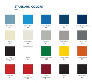 Standard colors products Rousseau metal Pedlex storage products shelving shelves cabinets toolboxes workstations Montreal Quebec everest blue carbon grey avalanche blue