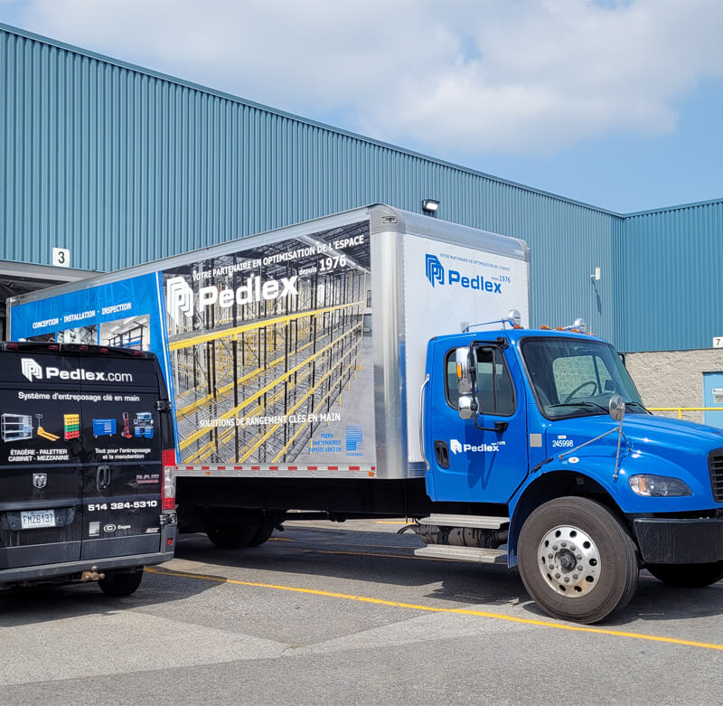 Pedlex truck layout truck rearrangement space optimization industrial storage warehousing specialist Montreal Pedlex aménagement réaménagement camion truck optimisation d’espace rangement industriel entreposage spécialiste Montréal
