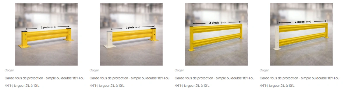 Garde-fous barrières industrielles securité protection Cogan Pedlex en stock promotion