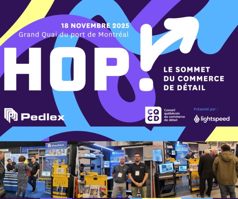 HOP Le sommet du commerce de détail 2025 kiosque Pedlex salon industriel - Pedlex HOP Le sommet du commerce de détail 2025 kiosque Pedlex salon industriel