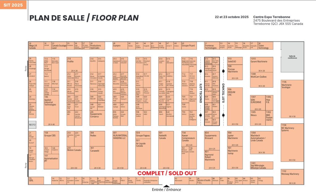 Salon Industriel de Terrebonne SIT octobre 2025 Pedlex kiosque plan de salle