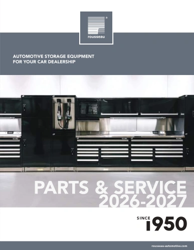 Automotive Catalog dealership storage Rousseau metal Pedlex 2026-2027 brochure parts and service department
